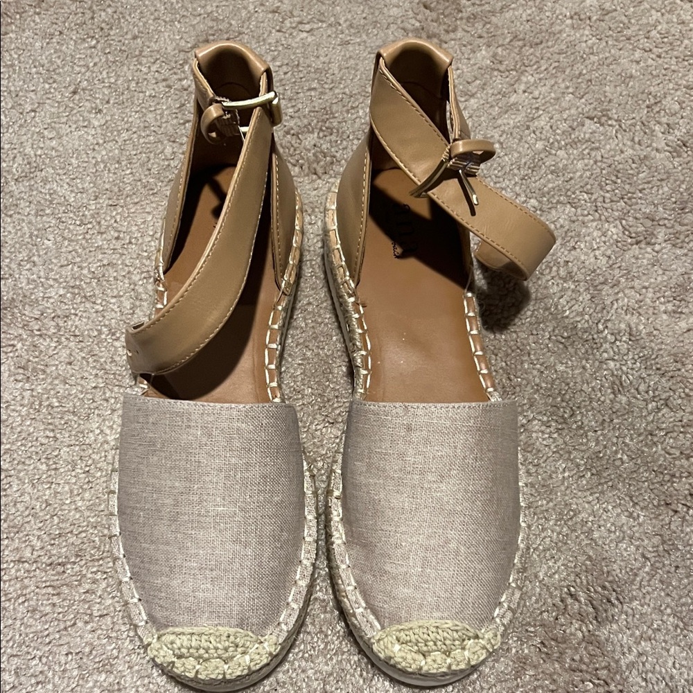 Anna Beige and Tan Espadrille Flats